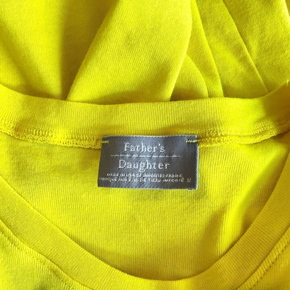 Father's Daughter Boxy Tee Shirt Yellow Size M Short Sleeve Crop Palm Trees - Picture 8 of 10